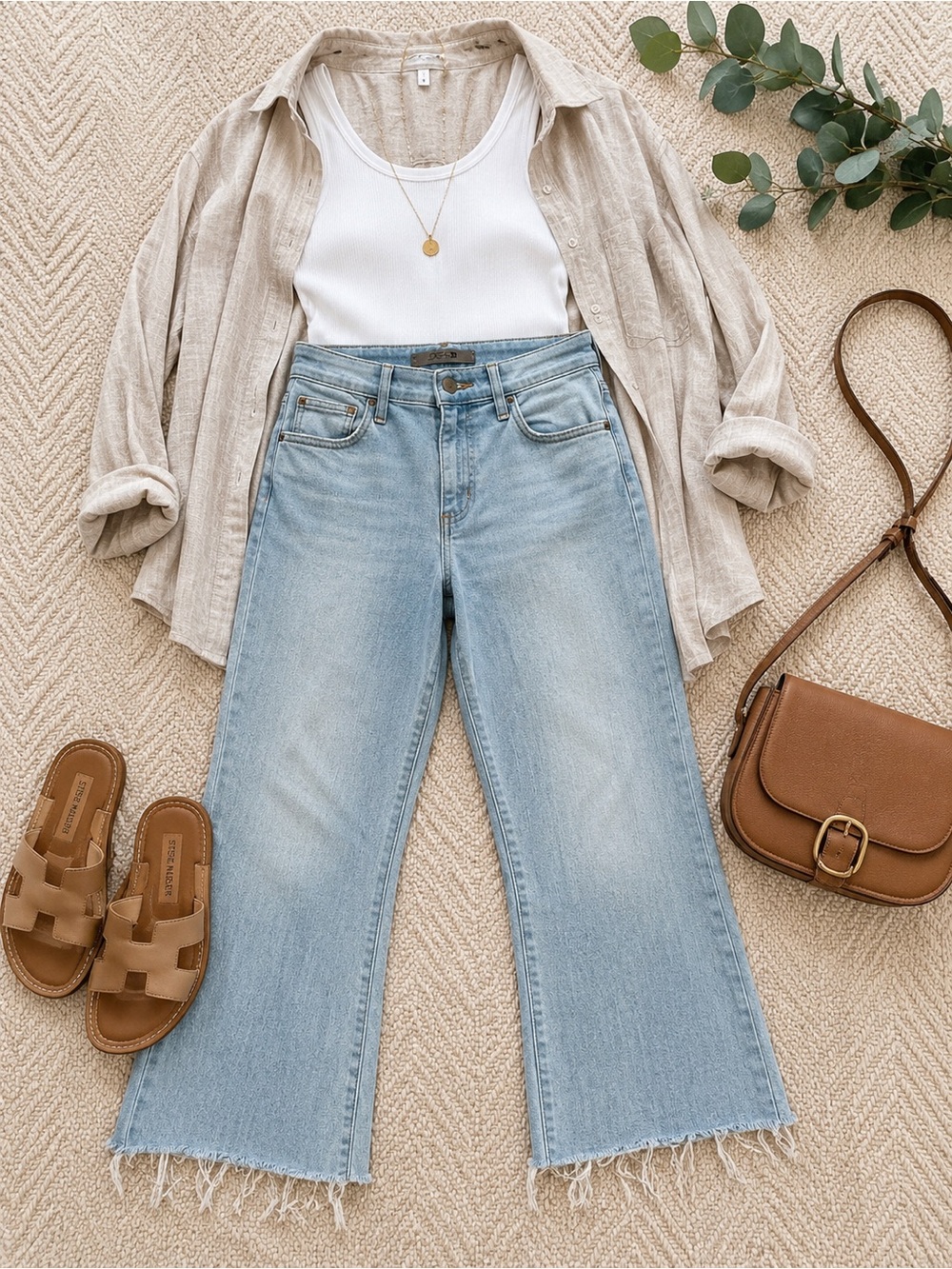 Joe's Jeans Light Blue Raw-Hem Wide Leg Cropped Jeans